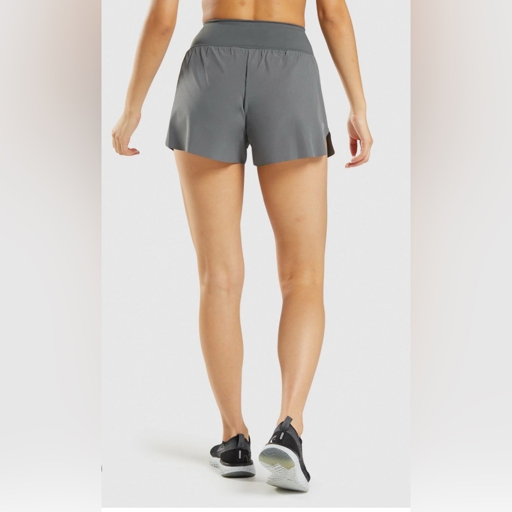 Gymshark Speed Shorts Charcoal Grey Built-in Knicker Adjustable Elastic Size M - Picture 3 of 13